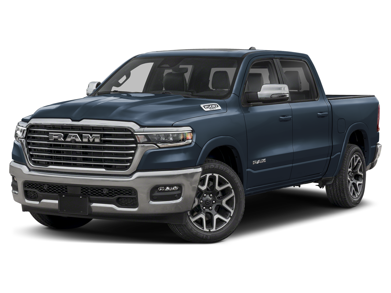 2026 RAM 1500 Laramie in Forged Blue Metallic — front three-quarter view