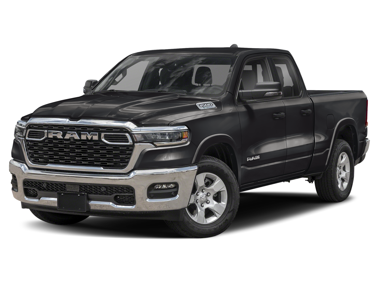 2026 RAM 1500 Big Horn in Diamond Black Crystal Pearlcoat — front three-quarter view