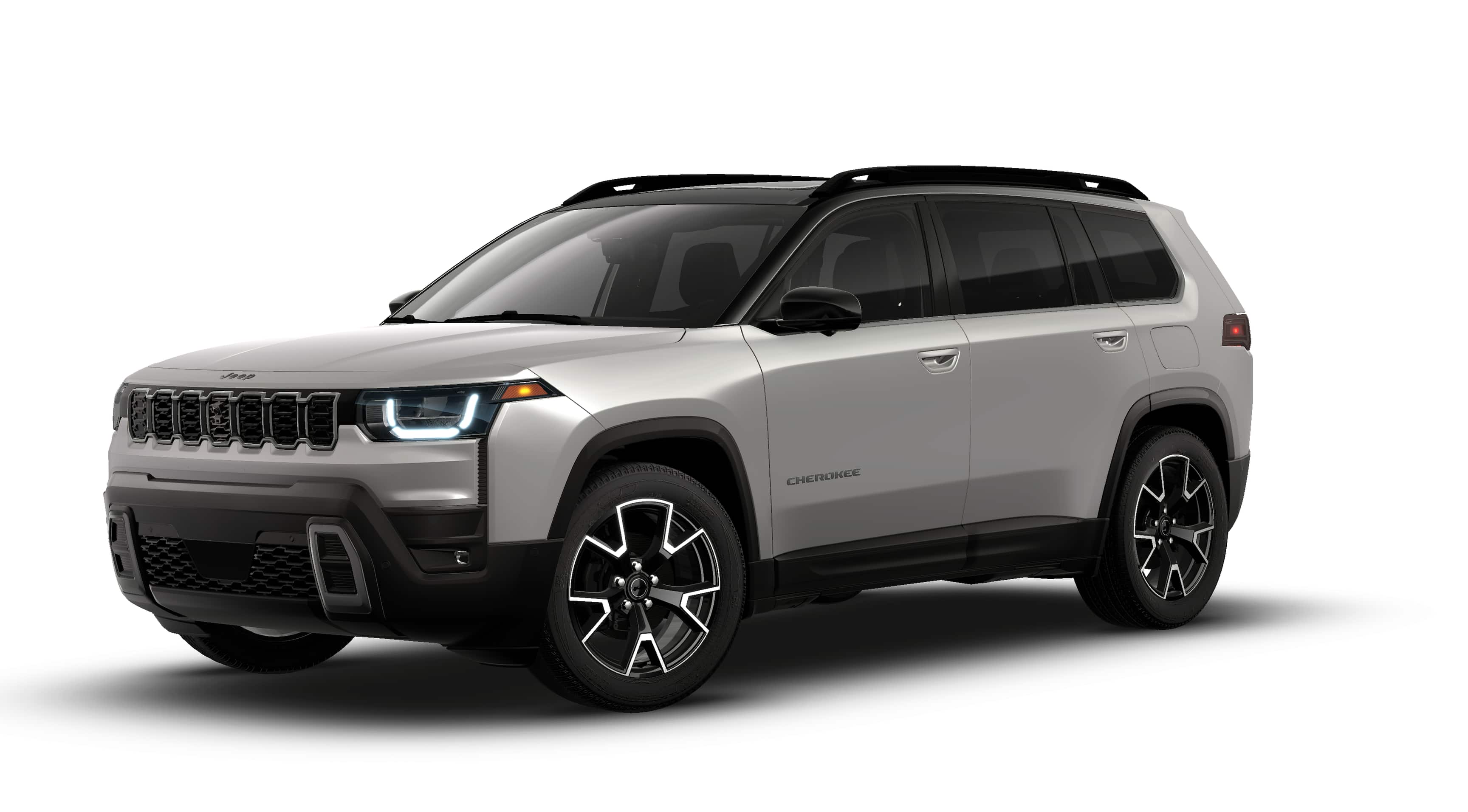 2026 Jeep Cherokee CHEROKEE OVERLAND 4X4 in Sting-Gray Clear-Coat Exterior Paint — front three-quarter view