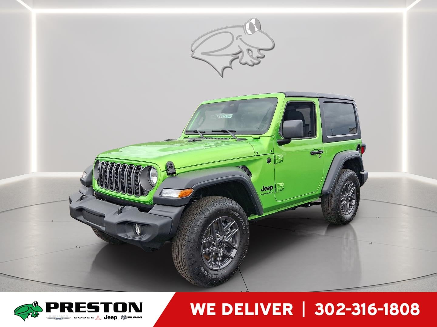 2026 Jeep Wrangler Sport S in Mojito Clearcoat — front three-quarter view