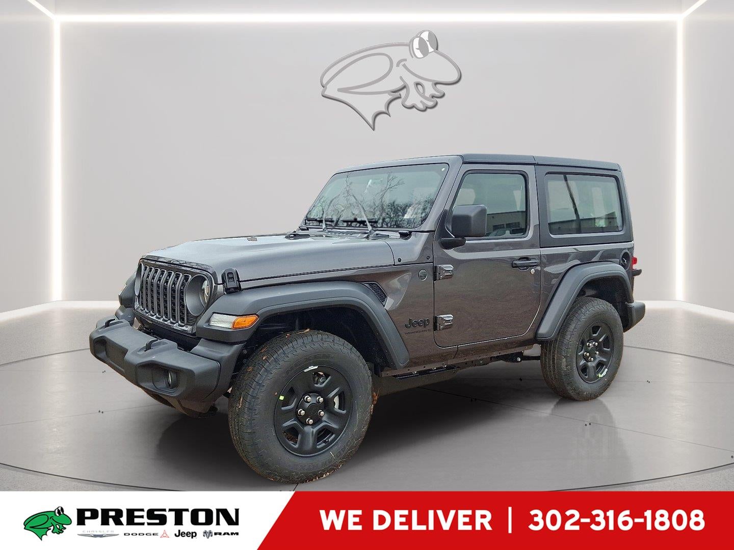 2026 Jeep Wrangler Sport in Granite Crystal Metallic Clearcoat — front three-quarter view