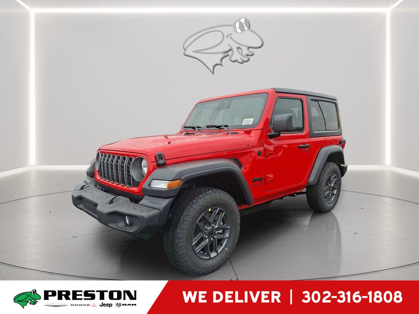 2026 Jeep Wrangler Sport S in Firecracker Red Clearcoat — front three-quarter view