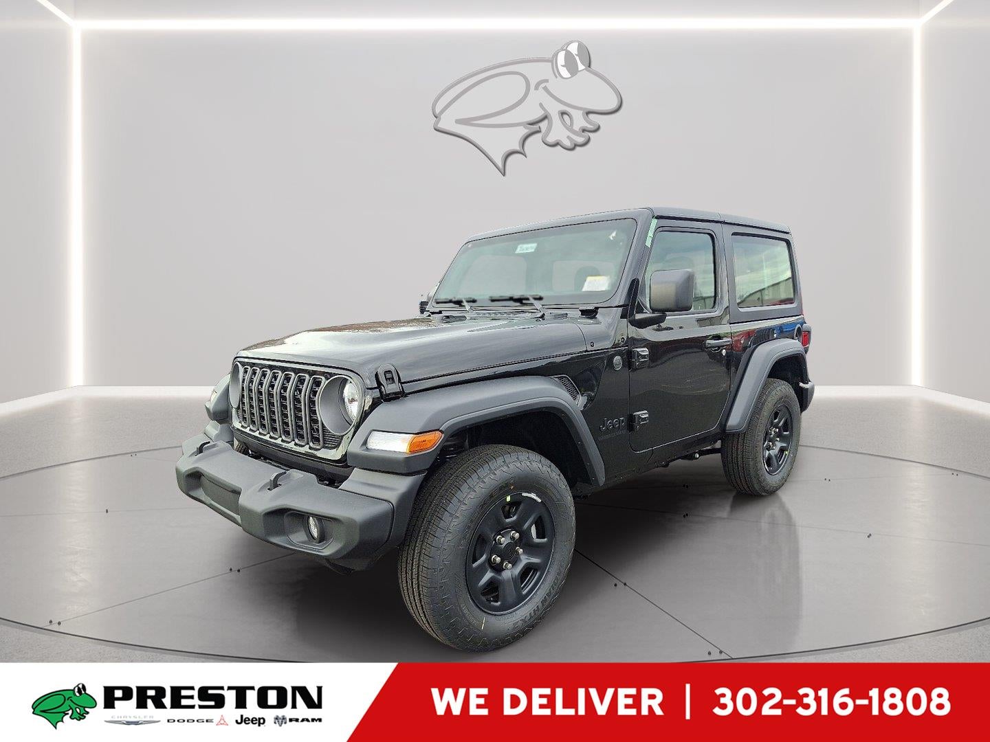 2026 Jeep Wrangler Sport in Black Clearcoat — front three-quarter view