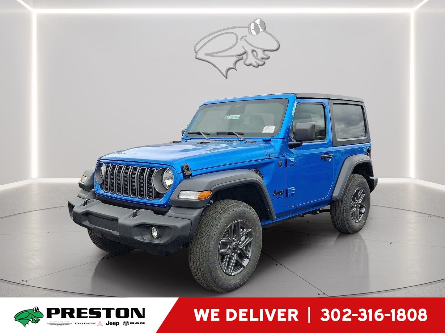 2026 Jeep Wrangler Sport S in Hydro Blue Pearlcoat — front three-quarter view