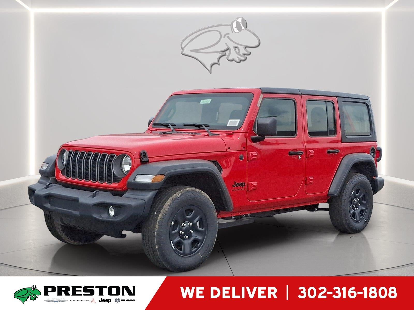 2026 Jeep Wrangler Sport in Firecracker Red Clearcoat — front three-quarter view