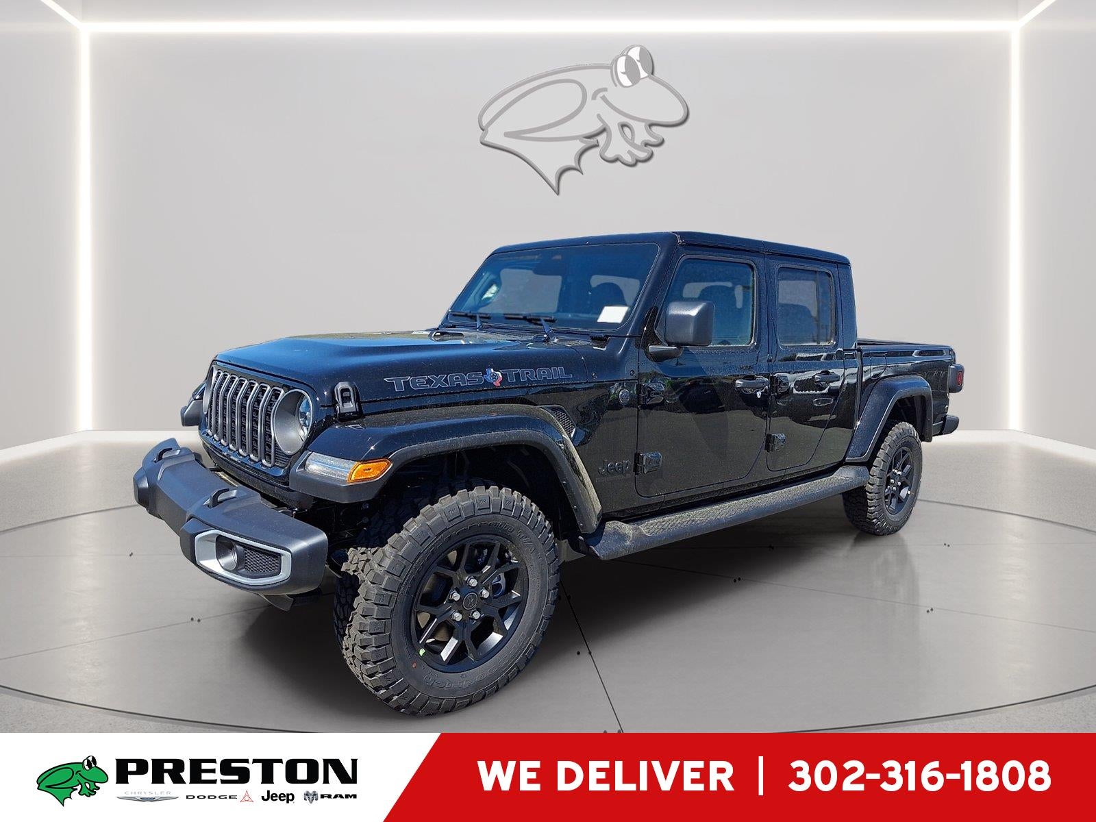 2026 Jeep Gladiator Texas Trail in Black Clearcoat — front three-quarter view