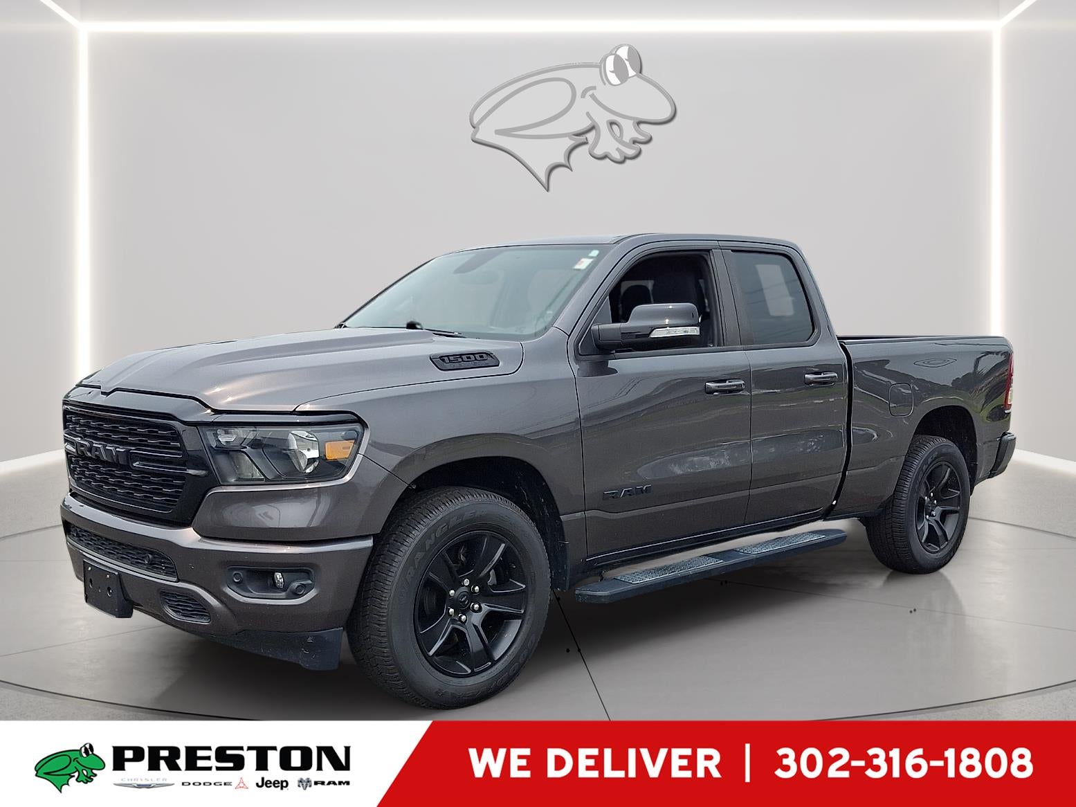 2022 RAM 1500 Big Horn in Granite Crystal Metallic Clearcoat — front three-quarter view