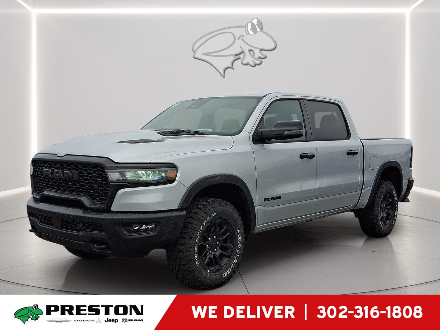 2026 RAM 1500 Rebel in Silver Zynith — front three-quarter view
