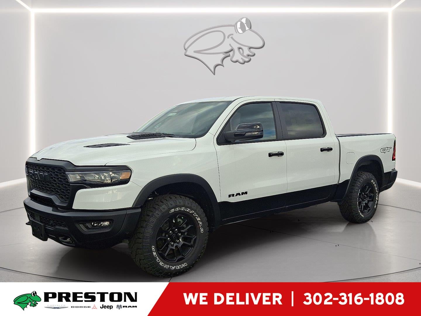 2026 RAM 1500 Rebel in Bright White Clearcoat — front three-quarter view
