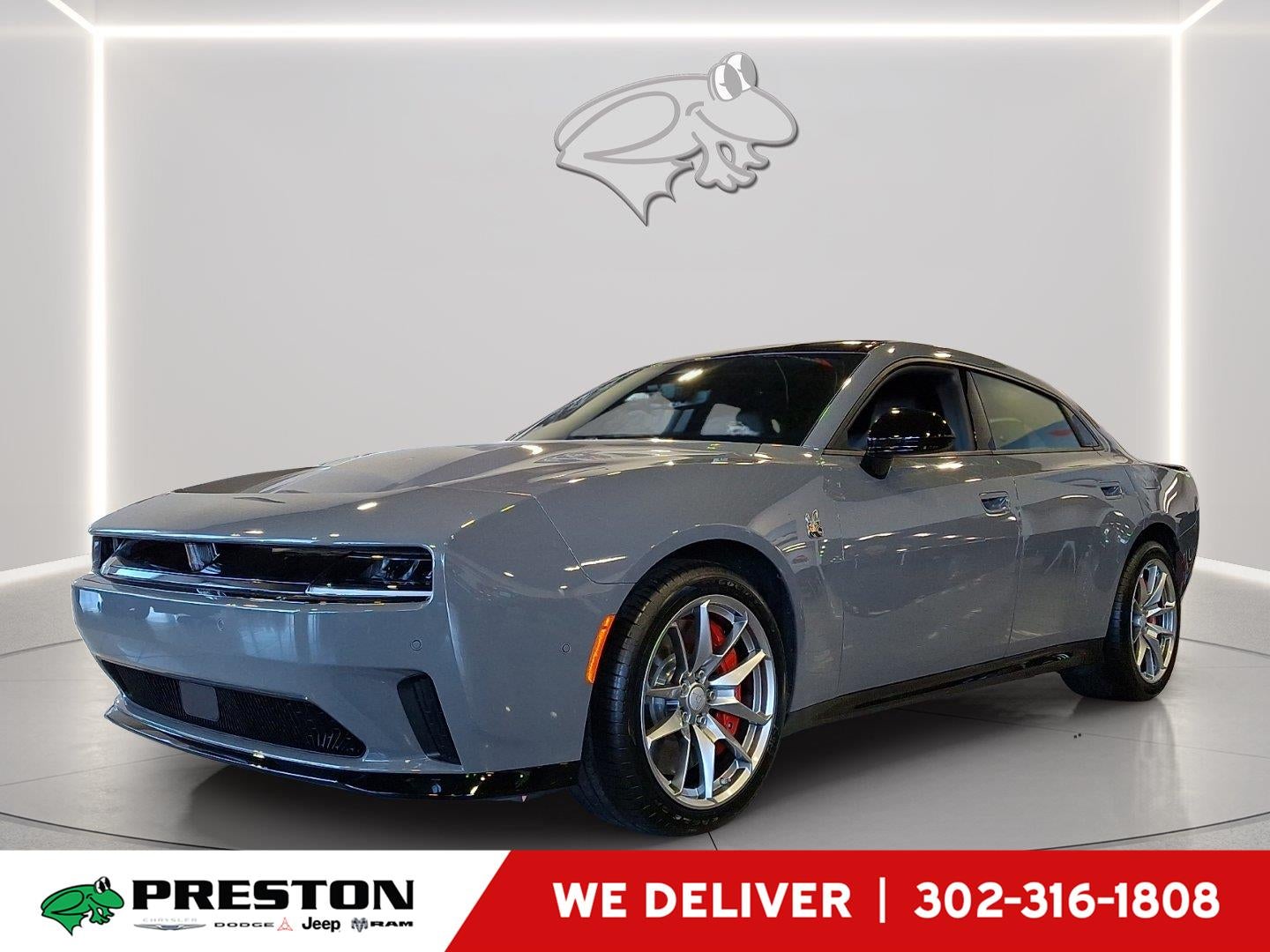 2026 Dodge Charger Daytona Scat Pack in Destroyer Gray — front three-quarter view