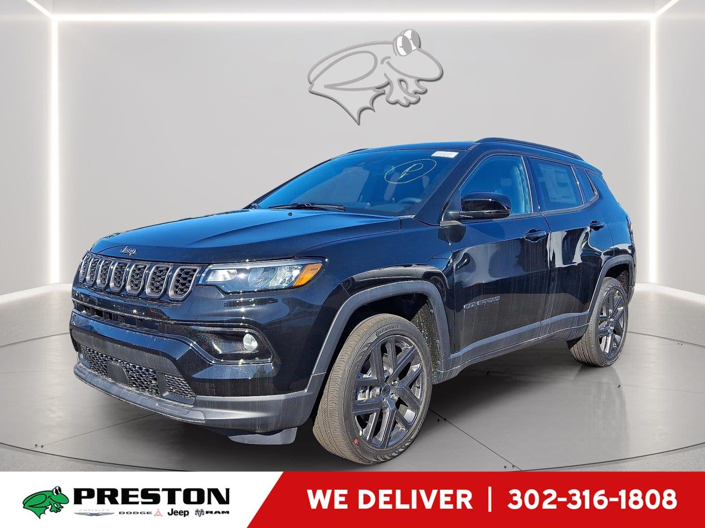 2026 Jeep Compass Limited Altitude in Diamond Black Crystal Pearlcoat — front three-quarter view