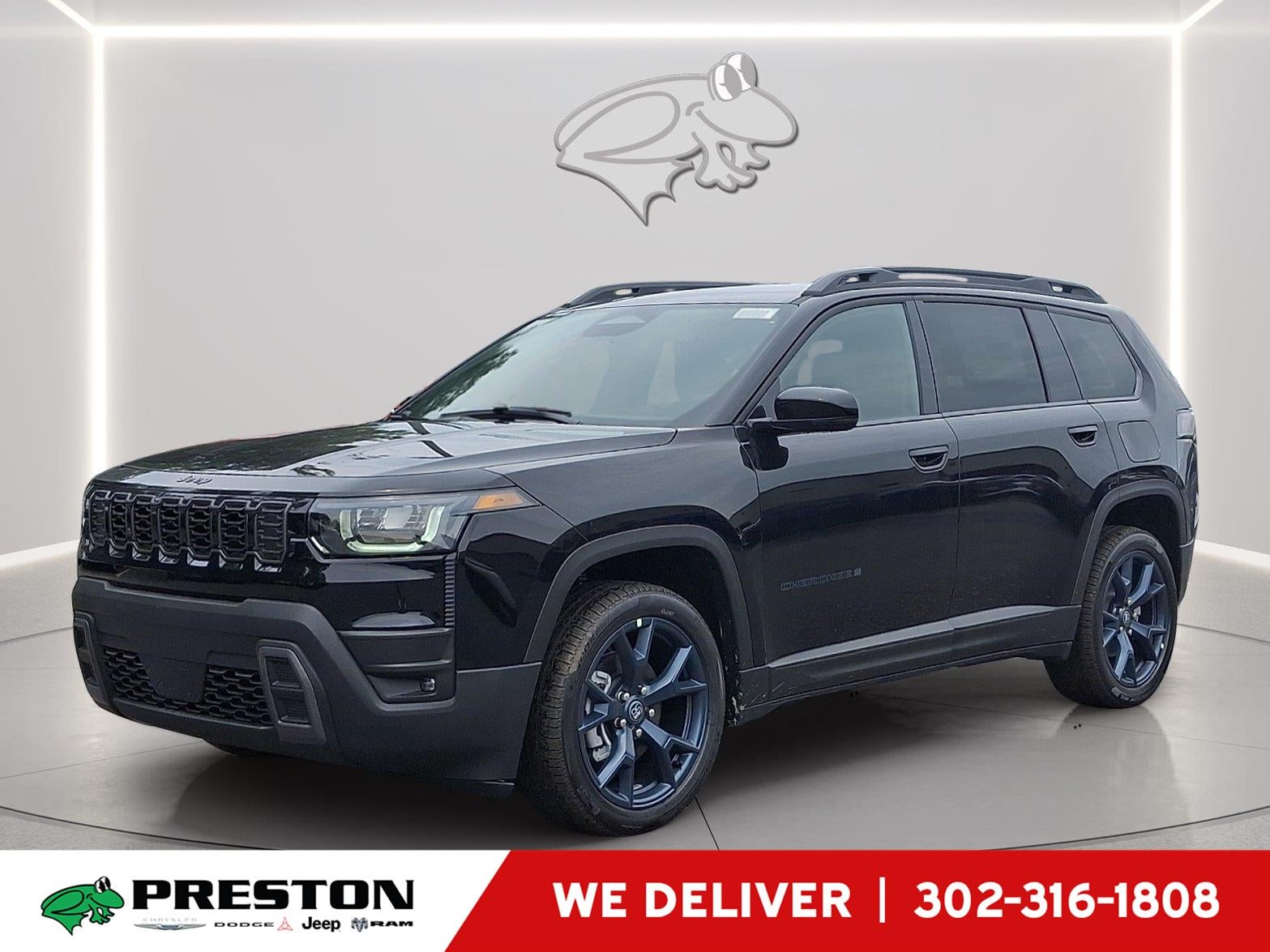 2026 Jeep Cherokee 85th Anniversary in Diamond Black Crystal Pearlcoat — front three-quarter view