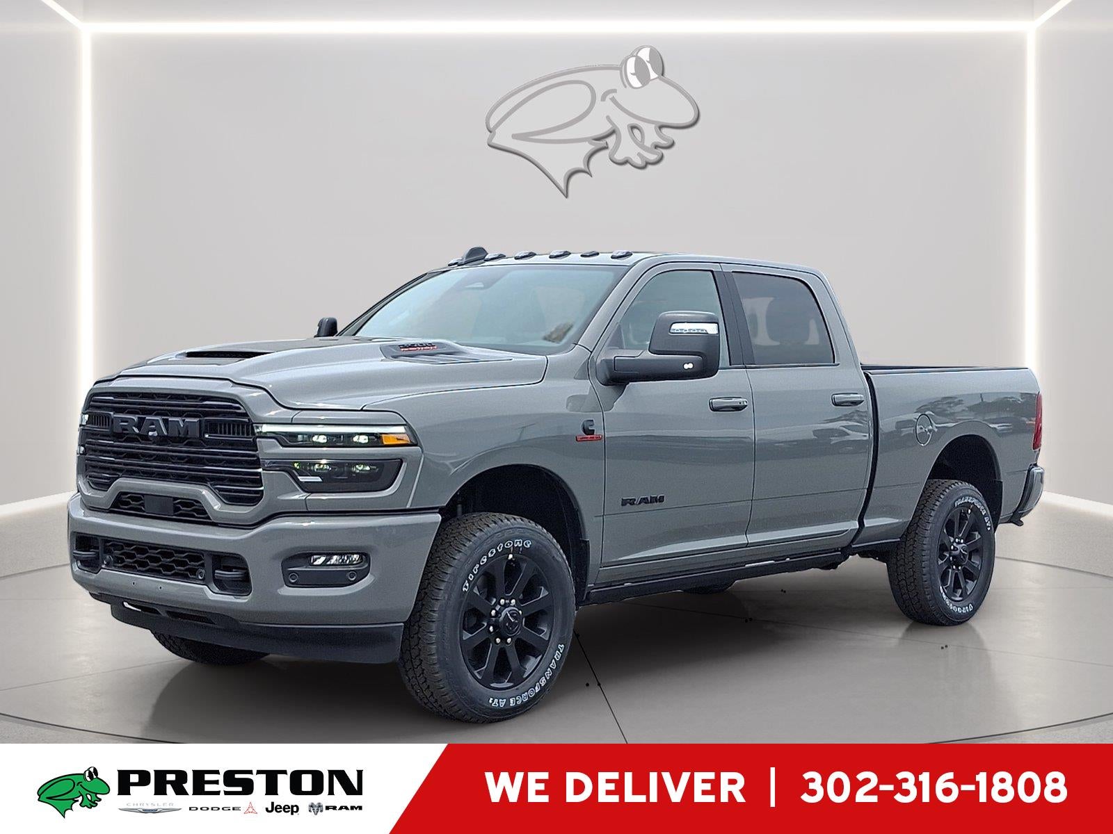 2026 RAM 2500 Laramie in Ceramic Gray Clearcoat — front three-quarter view