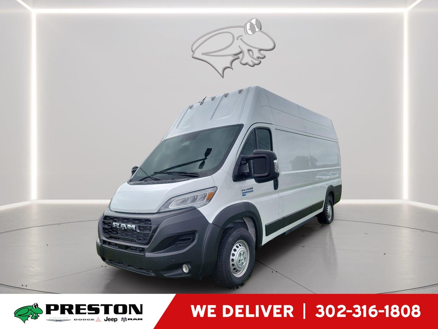 2024 RAM ProMaster Delivery Van BEV RAM PROMASTER EV SUPER HIGH ROOF 159” WB EXT in Bright White Clearcoat — front three-quarter view