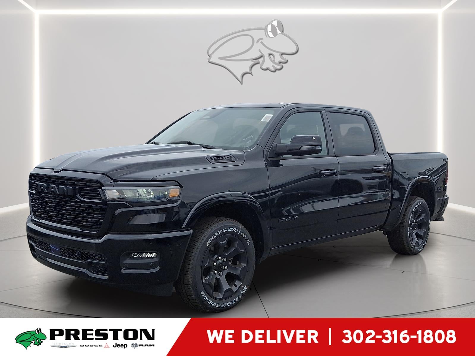 2026 RAM 1500 Big Horn in Diamond Black Crystal Pearlcoat — front three-quarter view