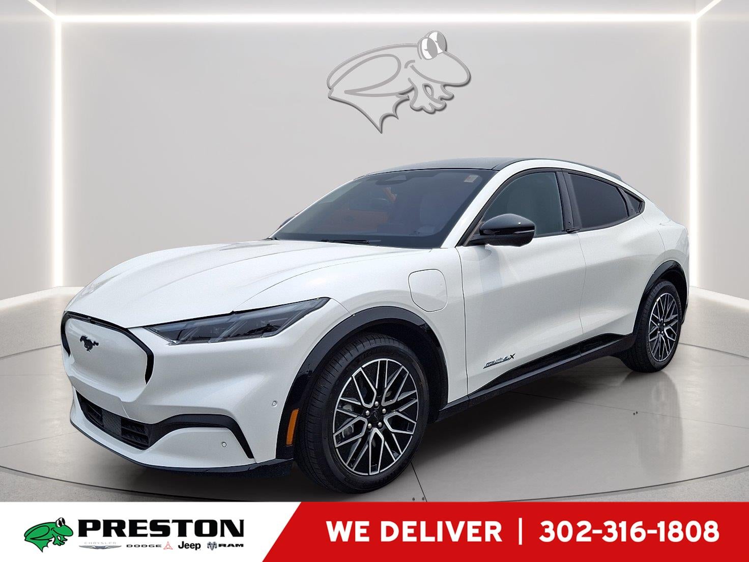 2024 Ford Mustang Mach-E Premium in Star White Metallic Tri-Coat — front three-quarter view